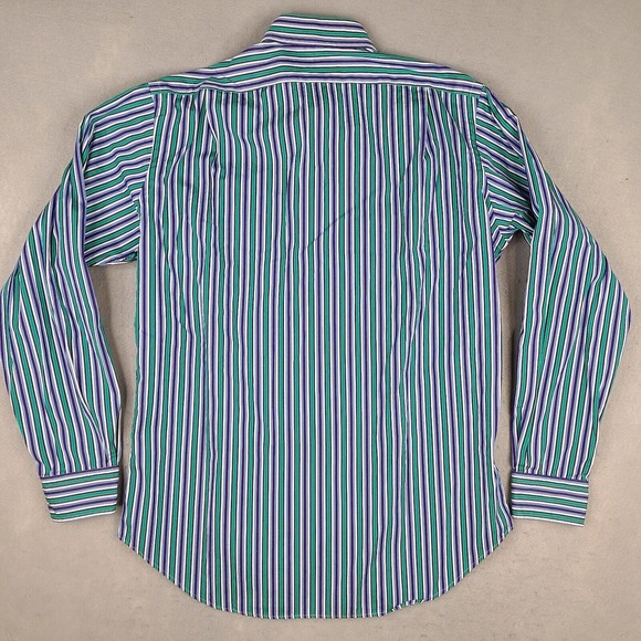 Polo‎ Ralph Lauren Shirt Men's Medium 15 1/2 Striped Curham Classic Fit Button - Picture 4 of 12